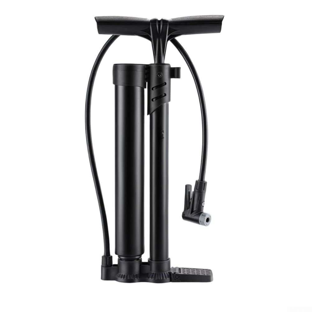Pompa di gonfiaggio per bici con sistema ad alta pressione a doppio tubo, serbatoio d'aria di grande volume e monitoraggio della pressione in tempo reale