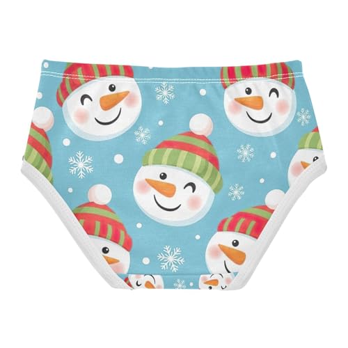 Cute Snowman Blue Girl Panties, Toddler Girl Panties, Cotton Underwear for Girls, 2–8 Years2