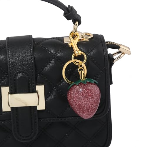Image of Fruit Bag Charm Keychain - Gold Key Chain, Cute Purse Handbags Accessories - Beautiful Gift for Women