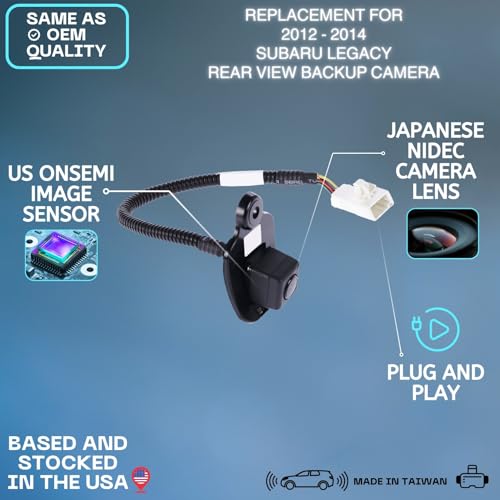 Image of Backup Camera for 2012 2013 2014 Subaru Legacy | Replaces OE Part # 86267AJ11B, 86267AJ11A