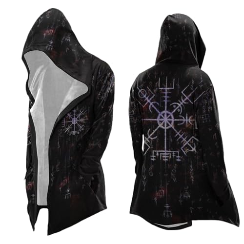 Celanisai Vêtements médiévaux pour homme - Costume d'Halloween Viking - Sweat à capuche - Veste mythe Odin - Veste de cosplay Assassin's Creed - Manteau...