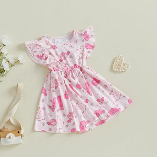 Western Baby Girl Clothes Cute Boots Hat Print Country Baby Dress Summer Clothes for Infant and Toddler3