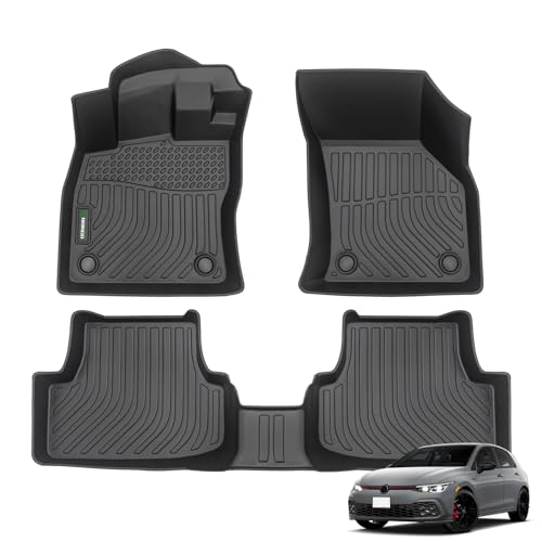 ANBINGO Floor Mats for VW Golf/Alltrack/GTI/R/Sportwagen MK7 2015-2021 Waterproof All Weather Car Mats Floor Liners VW Accessories Front & Rear Full Set Black