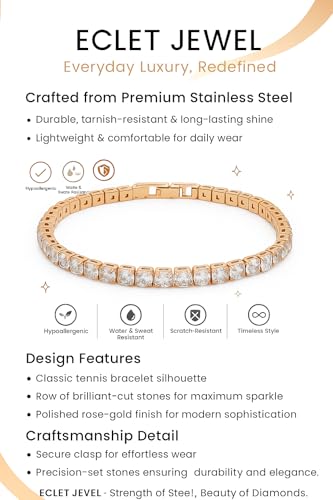 Image of BLACK PEARL Elegant Style Tennis Bracelet with Multicolour Zirconion Stones, Gold and Silver-Toned Bracelet For Women & Girls