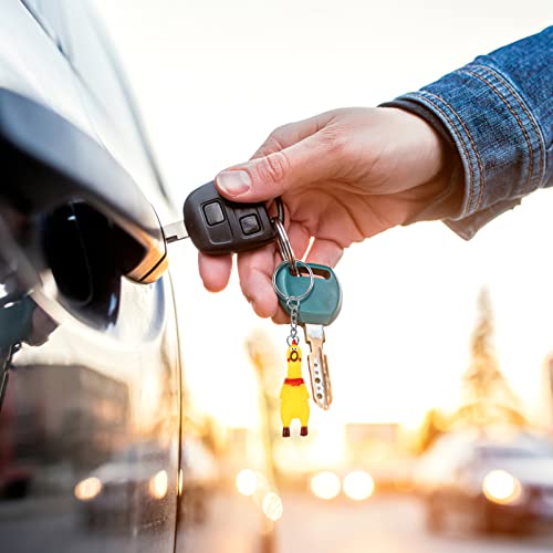 Gatuida Chicken Keychain, 3 Pack Screaming Chicken Keychain, Mini Rubber Squeeze Screaming Chicken Toy Pendant Keychain #TOP4