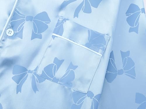 Tebbis Satin Pajamas for Girls-Cute Pink Silky Short-Sleeved Pants Set with Adorable Puppy Prints Size 6/7-163