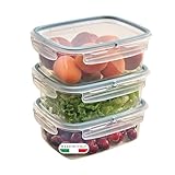 Snips - Set 3 Contenitori per Alimenti 1,8L Trasparenti, Coperchio Salva Freschezza con 4 Chiusure di Sicurezza - Contenitore per Cibi 22,5x17,7x13 Frigorifero, Microonde, Lavastoviglie Made in Italy