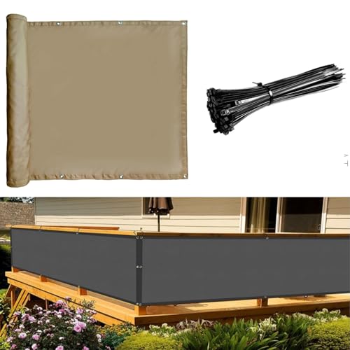 Generisch Brise-Vue pour Balcon, Panneau de Clôture, Filet d'ombrage, Clôture de Jardin, Pare-Vent et Protection UV, Bordure de Balcon Imperméable avec Œillets et Sangles en Nylon (Color : Beige, Size
