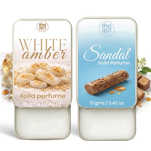 Image of Dr.Mashur Solid Perfume |sandal&White amber Alcohol Free Wax Perfume Balm, Long Lasting | Pocket Tin 12g, Pack Of 2| Non Greasy Smooth Glide, Travel Friendly Men And Women