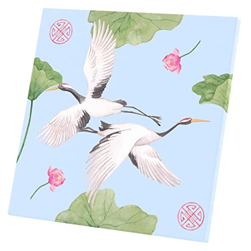 Poster grue en vol bleu style japonais estampe haut de gamme
