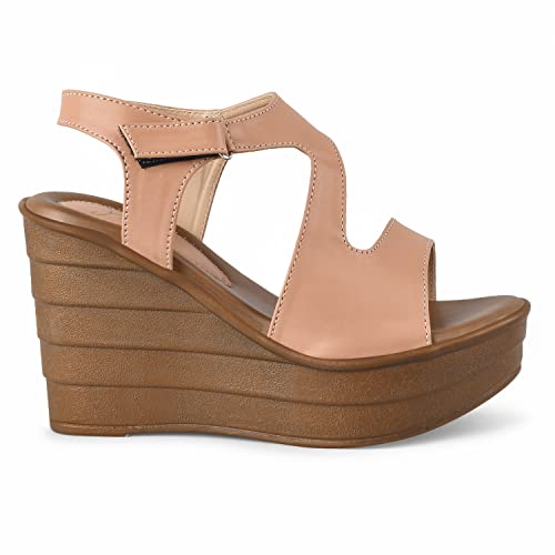 JM LOOKS Women' Platform BLACK Wedges High Heel Fashion Sandal Comfortable and Stylish Wedge For Casual & Formal Occasions