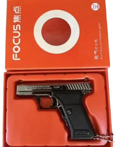 Image of 2-in-1 Torch Lighter Pistol Shape with Keychain - Stylish, Compact & Multi-Functional Pocket Gadget (Pack of 1)