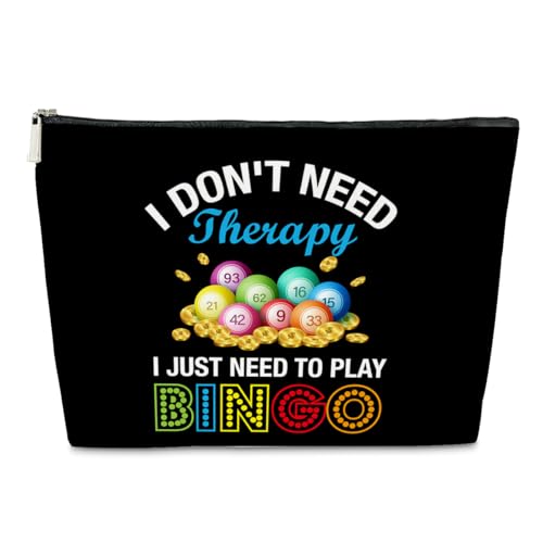 JioJio Chan Funny Bingo Player Gift Makeup Bag, Bingo Game Lovers, Casino Gambling Games Gifts for Birthday Christmas, Travel PU Leather Cosmetic Bags for Purse