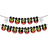 Dalaber Mickey Mouse Happy Birthday Banner - Cartoon Inspired Theme Party Supplies Banner Decoartion