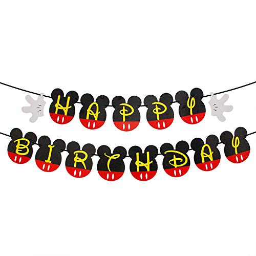 Dalaber Mickey Mouse Happy Birthday Banner - Cartoon Inspired Theme Party Supplies Banner Decoartion For Kids Birthday Baby Shower Mouse Party Supplies #TOP4