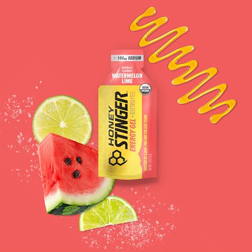 Image of Honey Stinger Organic Watermelon Lime Electrolyte Energy Gel, Gluten Free & Caffeine Free, Sports Nutrition for Exercise, Running & Performance, Pre & Mid Workout, 12 Pack, 13.2 oz | sports-nutrition-endurance-and-energy-chews