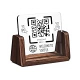 Wooden Stand with Clear Acrylic QR & NFC Sign for Storefront – Easy and Fast Access to Social Media Page for Customers – Perfect for Promoting Social Media Following - Applicable to Official Websites