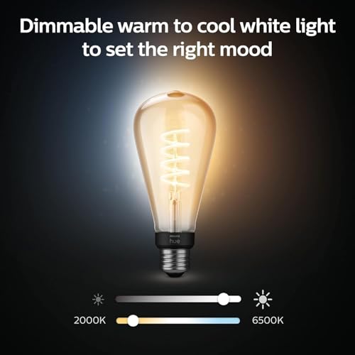 Image of Philips Hue Smart 60W ST23 Filament LED Bulb - White Ambiance Warm-to-Cool White Light - 1 Pack - 550LM - E26 - Indoor - Control with Hue App - Works with Alexa, Google Assistant and Apple Homekit