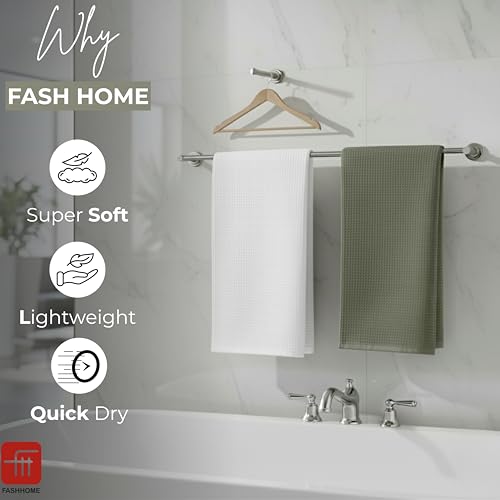 Image of Fash Home Waffle Terry Fusion 2pc Bath Towel-75X150cm Full Large Size 100% Soft Cotton Super Luxurious | Quick Absorbent | Only for Premium Royal Elite Class Men /Women /Couples-Beige+White