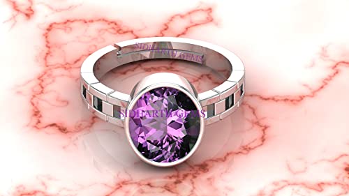 Bague améthyste naturelle et argent massif ajustable d'exception