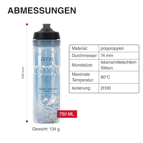 ZEFAL Arctica Pro 55 Fahrrad Trinkflasche isoliert 550 ml – Ansicht 6