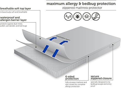AllerEase Waterproof Mattress Protector, Maximum Allergy Mattress Protector, Twin XL Mattress Cover