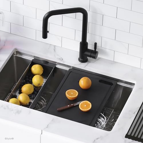 Tabla de cortar negra rectangular de resina con mango miniatura 2