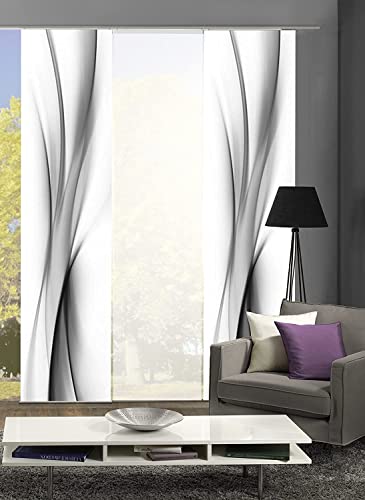 abitiamo< 88095 Flächenvorhänge 3er-Set UFA, in grau oder rot, Flächenvorhang Rochelle + Uni-Flächenvorhang ROM | Farbe des Sets: GRAU Cover