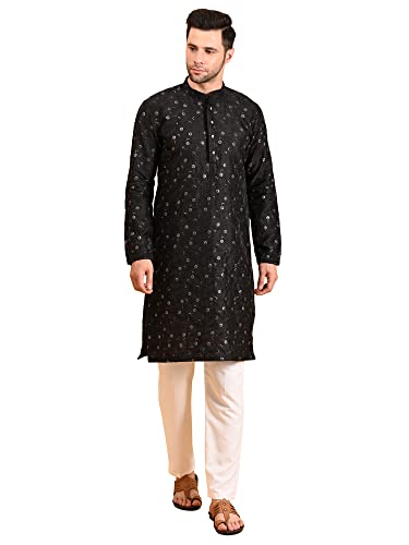 Image of Uri and MacKenzie Embroidery Silk Men's Kurta Pyjama Set