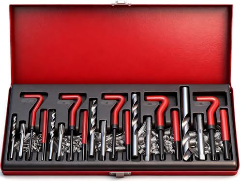 SEDY 131Pc Thread Repair Kit, HSS Drill Helicoil Repair Kit Metric M5 M6 M8 M10 M12