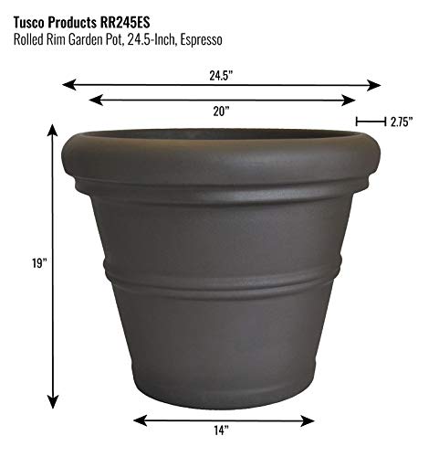 Tusco Products Rr245Es Classic Rolled Rim Garden Planter, 24.5", Espresso #TOP1