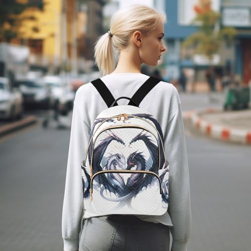Image of ALAZA Couple Of Dragons Small Backpack Purse for Women Travel Bag Fashion Daypack Back Pack Shoulder Bag