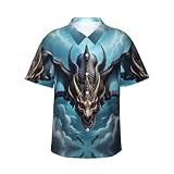 CNTDBU Flying Dragon - Camicia hawaiana da uomo, a maniche corte, casual, estiva, con bottoni, leggera, con tasca, Nero , 3XL