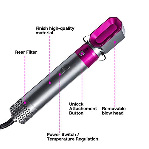 Foto von 5 in 1 Heißluft-Haarstyler, Haartrockner-Kamm, multifunktionales Haarstyling-Werkzeug Haarstyler zum Locken und Glätten von Haaren (Lila)