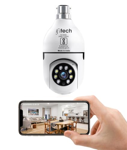 Image of IFITech 1296p (3MP) Full HD Smart Wi-Fi CCTV Home Security Camera | 360 Degree View | Pan Tilt Bulb Camera | 256 GB SD Card Support (Not Included) | Perfect for Home, Office Monitoring