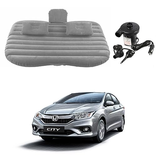 Image of Oshotto Multifunctional Car Travel Bed Mattress with Two Air Pillows, Car Air Pump Compatible with Honda ZX (Grey)
