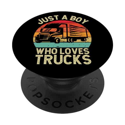 Just A Boy Who Loves Trucks Uomini Bambini Vintage PopSockets PopGrip Intercambiabile