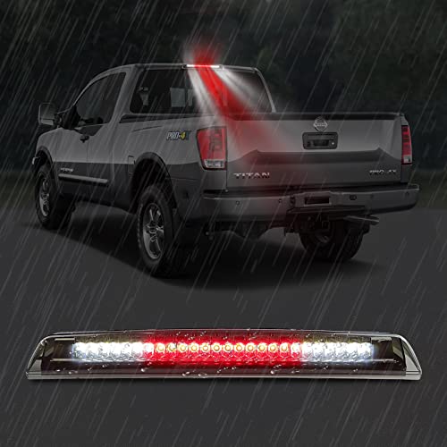 High Mount 3rd Stop Light Compatible with 2004-2015 Nissan Titan, 2005-2016 Nissan Frontier Third Center Cargo Reverse Rear LED Brake Light Bar Taillight (Smoke)