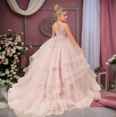 Girls' Special Occasion Dresses Long Kids Girls Flower Girl Dress Spaghetti Strap Pageant Birthday Party Ball Gown3