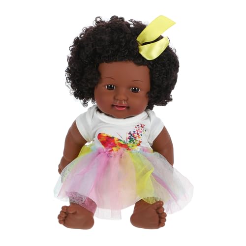 FUNNETOYU Vestido de Tutu Niñas de Afroamericana Juguete Adorable y Lifelike con Ropa Extraíble y Lavable