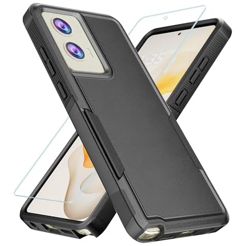 GSDCB Case for Motorola Moto G Stylus 5G 2024 Case with Tempered Glass Screen Protector, Soft TPU Inner Layer and Hard Outer Back Cover Double Layer Design Phone Case (Black) Cover