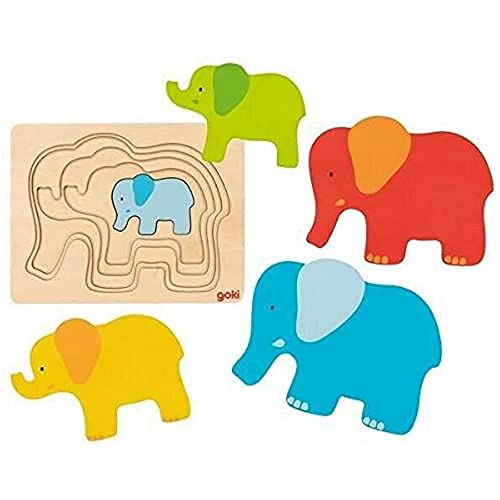 Goki 57450 Elefante, Puzzles, Multi-Coloured (Multi-Coloured)