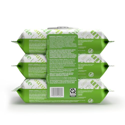 Image of Amazon Elements Baby Wipes, Fresh Scent, Flip-Top Packs, Alcohol-Free, With Cucumber and Aloe, 270 Count, 3 Packs of 90