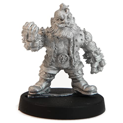Stonehaven Miniatures Male Dwarven Brawler Miniature Figure, 100% Pewter Metal - 25mm Tall - (for 28mm Scale Table Top War Games) - Made in USA