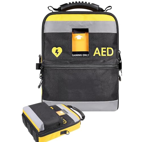 Bolsa portátil para desfibrilador externo automático (DEA) con correa ajustable para el hombro, estuche para desfibrilador con tiras reflectantes, para el hogar, la oficina, el hospital
