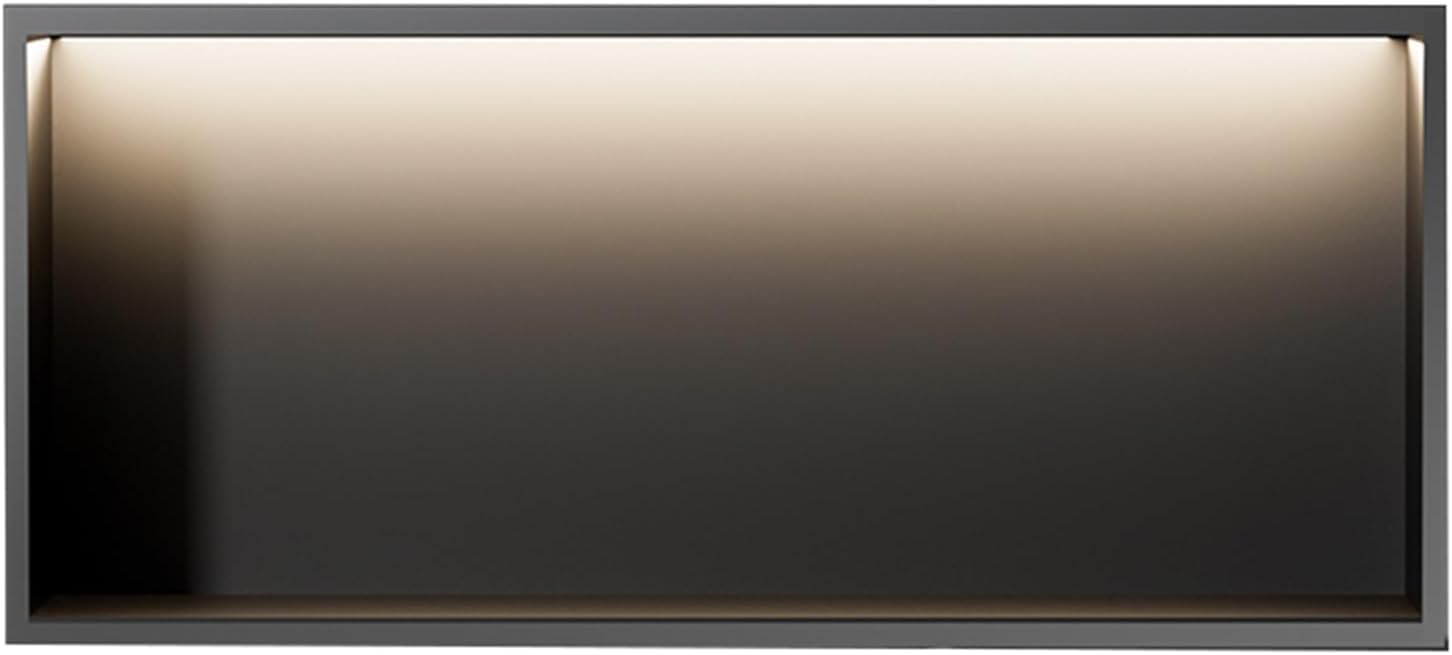 MYUYEE Stainless Steel Shower Niche. With Non-Dimmable Led Light Strip. Recessed Storage Shower Shelf Niche For Bathroom Storage (Black 90X28X12.5Cm)