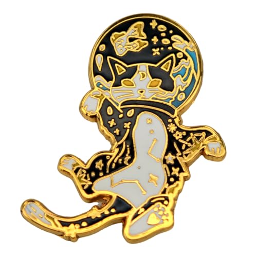 Leraverppy Enamel Pin,Cartoon Space Cat Badge,Cute Black and White Cat Brooch,Daily Wear and Gifting,Gift For kitty Lovers Space Enthusiasts Teens Friends,Unique Fashion Accessory,DIY Decor