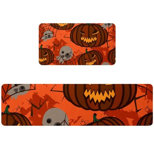 Tapis de cuisine Halloween lavable et antidérapant lot de 2 tapis de sol - 2