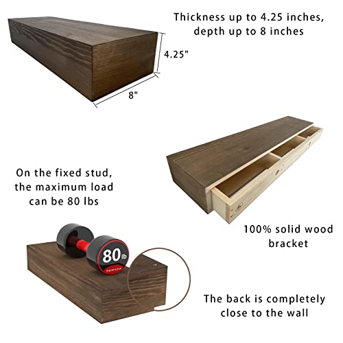 Xwne Fireplace Mantel,44 Inch Rustic Wood Floating Mantel Shelves For Electric Fireplaces And Décor,Solid Wood Farmhouse Mantle For Over Fireplace(Black Walnut, 44Wx8Dx4.25H) #TOP2