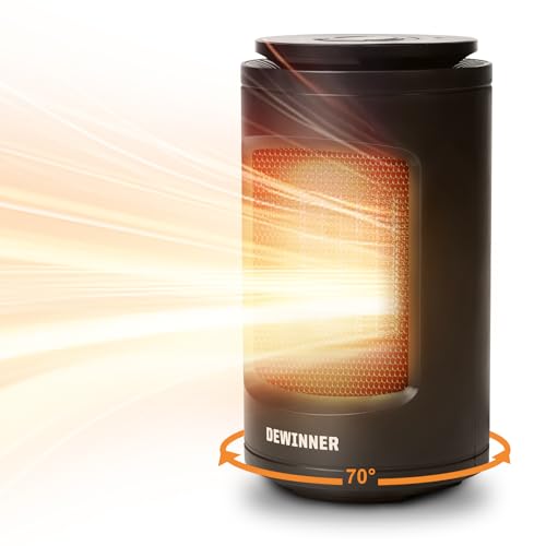 DEWINNER Electric Heater, 70° Oscillation, Portable Ceramic Fan Heater with 3 Modes, Heaters for Home Low Energy Silent, Adjustable Thermostat, Tip Over and Overheat Protection for Home and Office